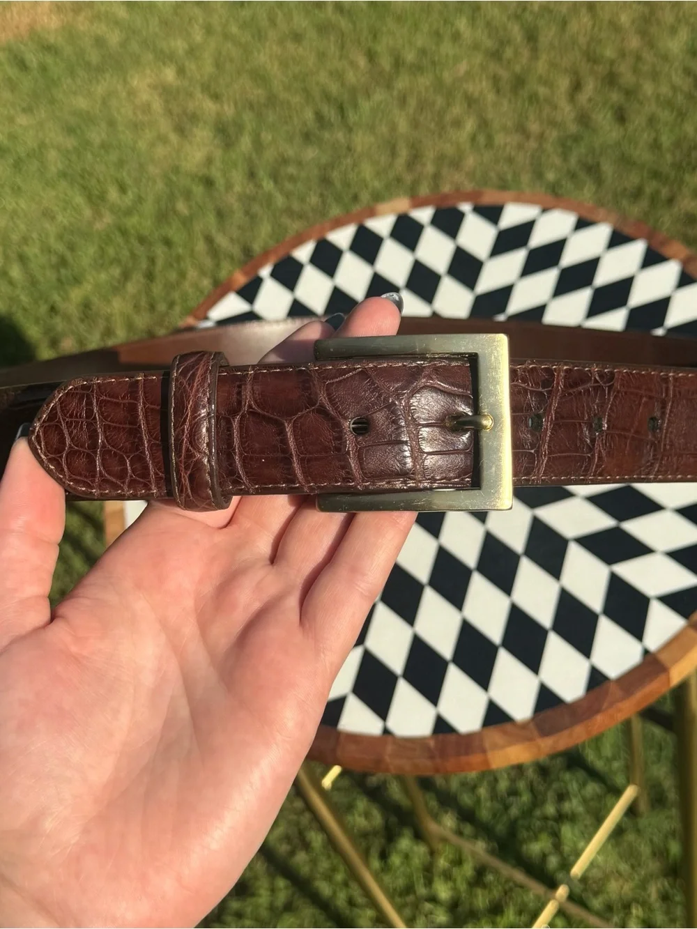 W. Kleinberg Neiman Marcus Matte Alligator Belt Brown 42
